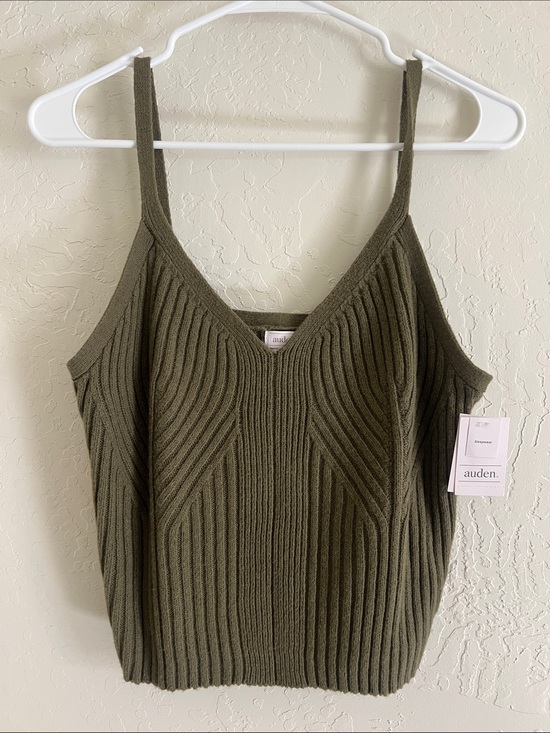 Auden Tops - Auden Olive Ribbed V-Neck Knit Cami